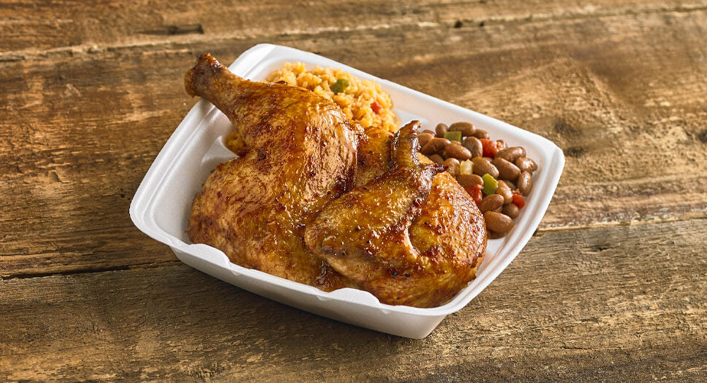 Half Chicken Plate with Beans and Rice